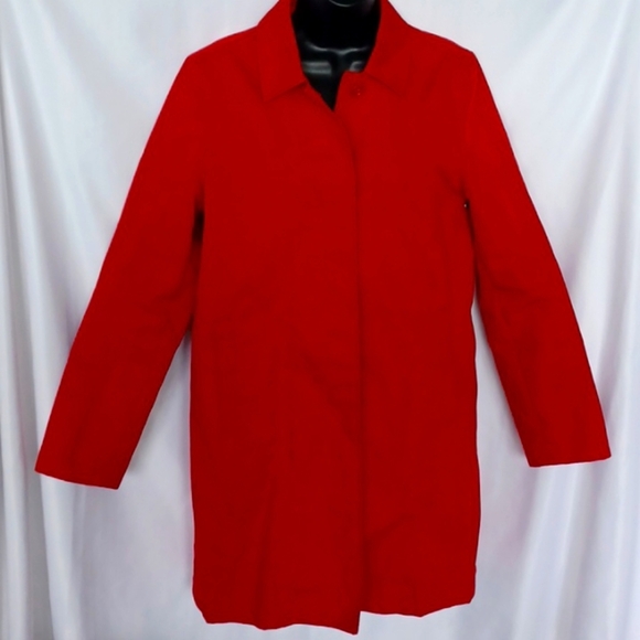 Old Navy Women's Red Button Down Rain Coat Medium - Picture 1 of 7
